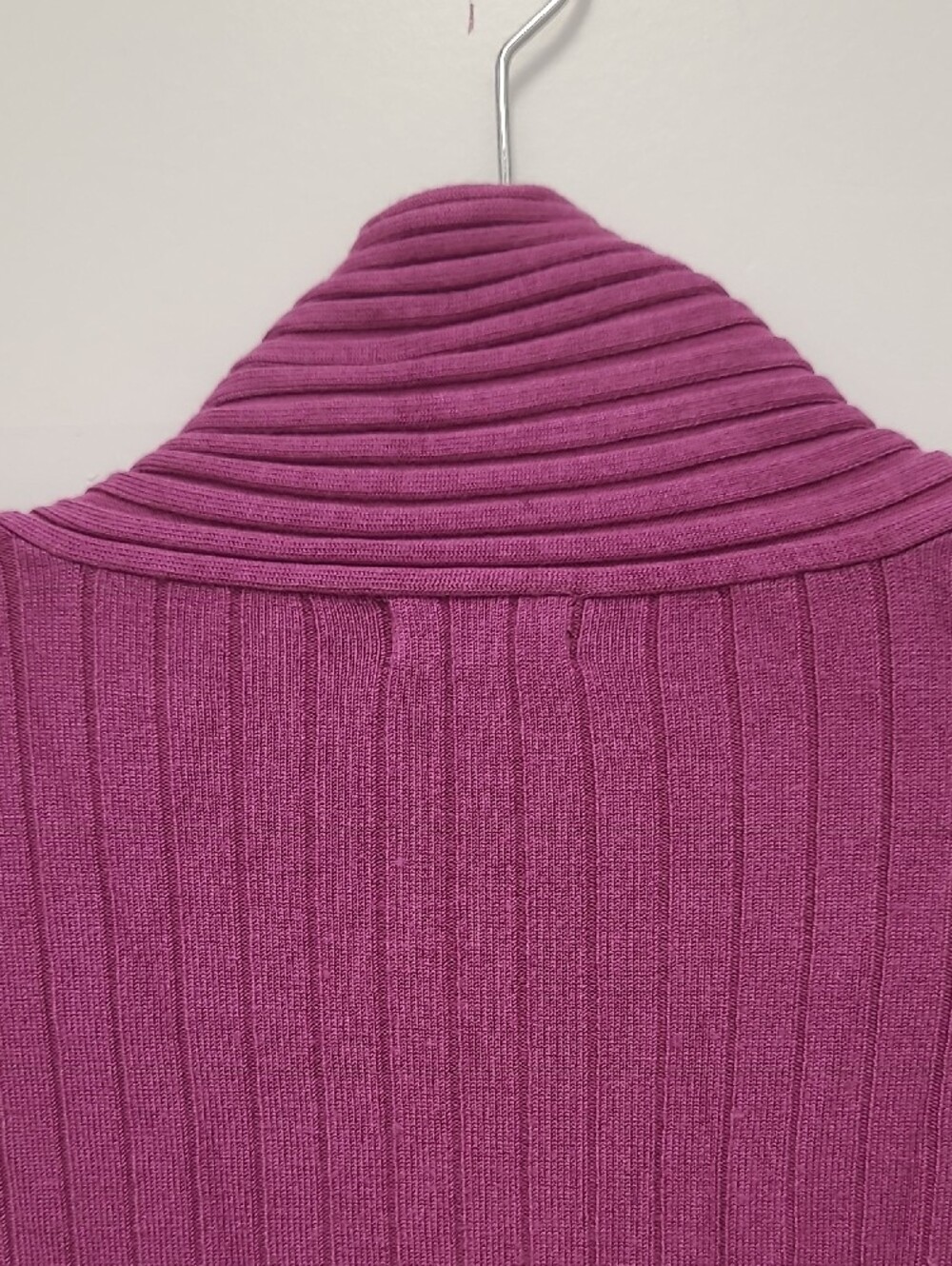 Danier Ribbed V-Neck Sweater in Raspberry - Picture 7 of 9